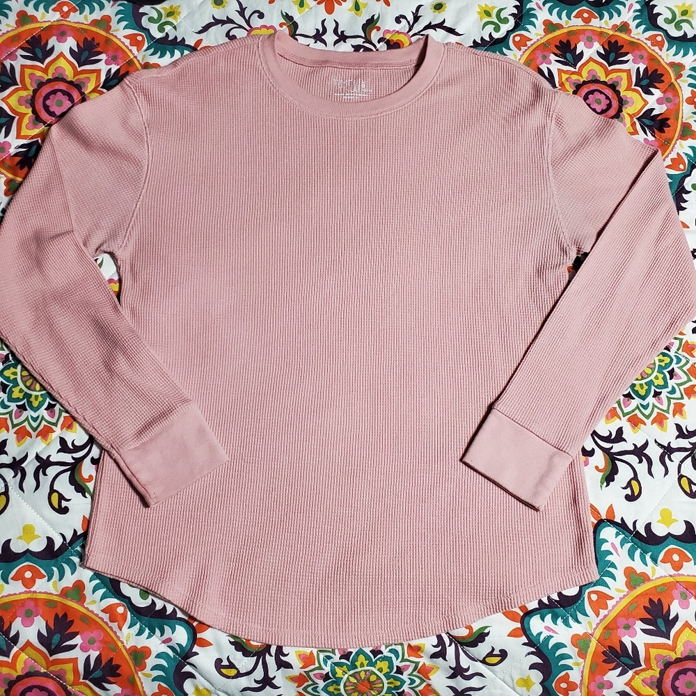 Pink Long Sleeve Ribbed Top